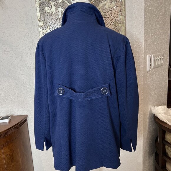 Dialogue Womens Navy Blue Textured Button-Up Decorative Back Buttons size L - Picture 4 of 4